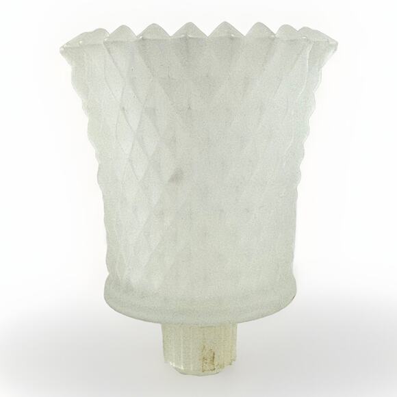 Vtg Frosted Glass Diamond Point Peg Votive Cup Candle Holders Set Lot of 2 - Picture 2 of 3